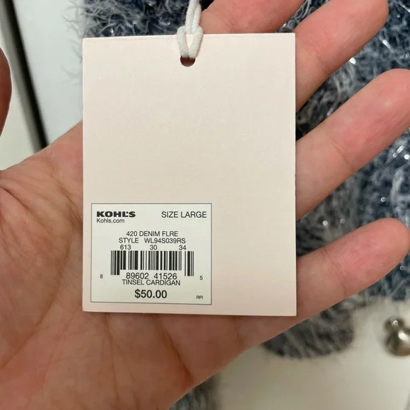 NWT••LC LAUREN CONRAD // light blue / sparkle / oversized cardigan - Picture 14 of 16